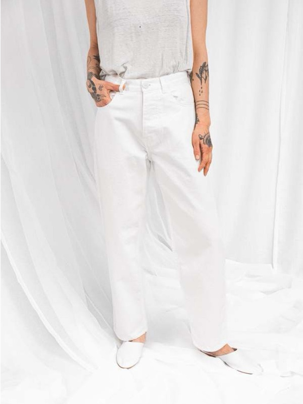 Jesse Kamm California Wide Pants Salt White Size 8